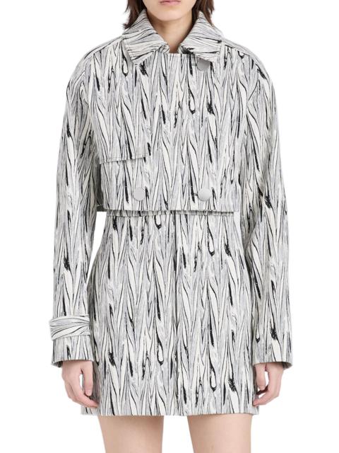 Proenza Schouler Women's Della Marble-Jacquard Crop Jacket - White Multi