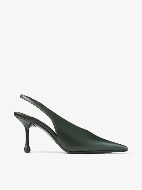 JIMMY CHOO Isa 80 British Green Calf Leather Slingbacks