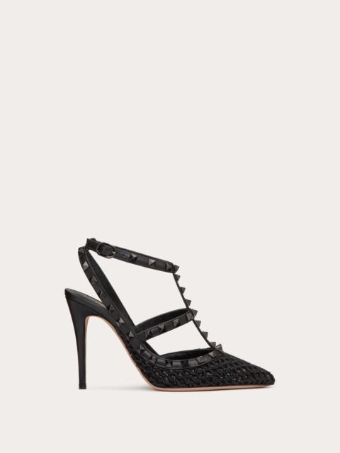 ROCKSTUD MESH PUMP WITH CRYSTALS AND STRAPS 100MM