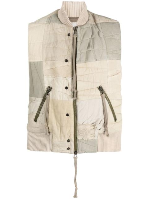 Greg Lauren patchwork zip-up gilet