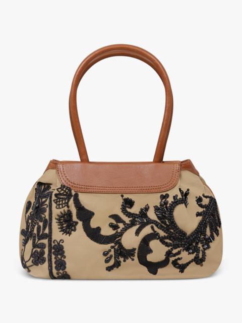 Dries Van Noten BLOSSOM EMBROID TWILL SHOULDER BAG | CAMEL