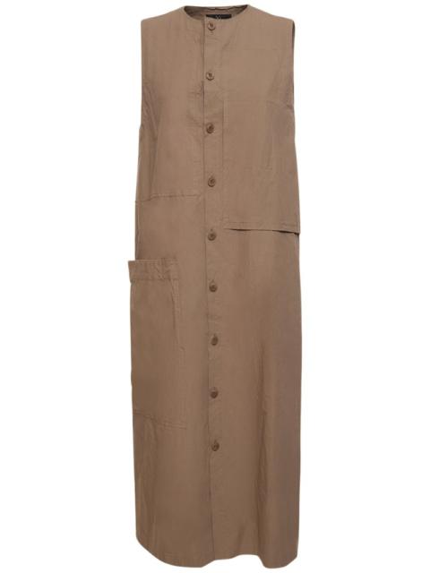 Yohji Yamamoto Sleeveless cotton twill midi dress