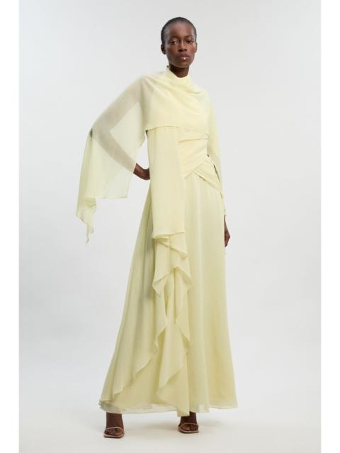 KAREN MILLEN Crinkle Cross Front Georgette Woven Maxi Dress