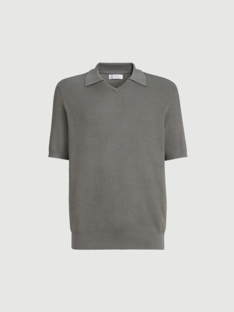 Brunello Cucinelli Cotton English rib knit polo