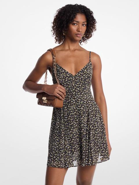 MICHAEL KORS Studded Floral Print Georgette Mini Dress