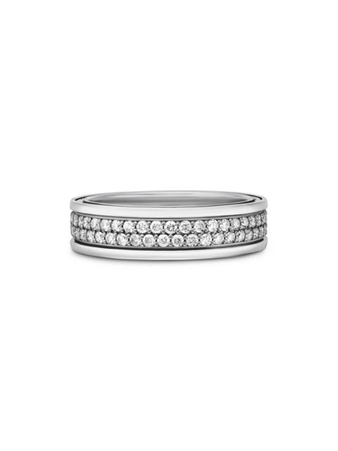 DAVID YURMAN Men's Streamline Two Row Band Ring In Sterling Silver - Diamond