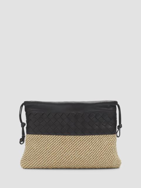 Bottega Veneta Women's Intrecciato Leather & Raffia Clutch - Natural Espresso