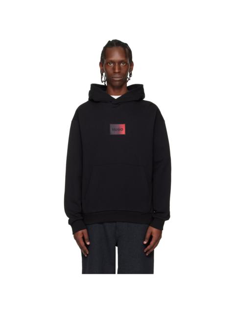 HUGO Black Cotton-Terry Gradient Logo Hoodie