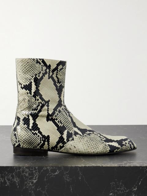 KHAITE Colt Snake-effect Leather Ankle Boots