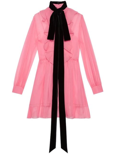 GUCCI ruffle-front chiffon dress