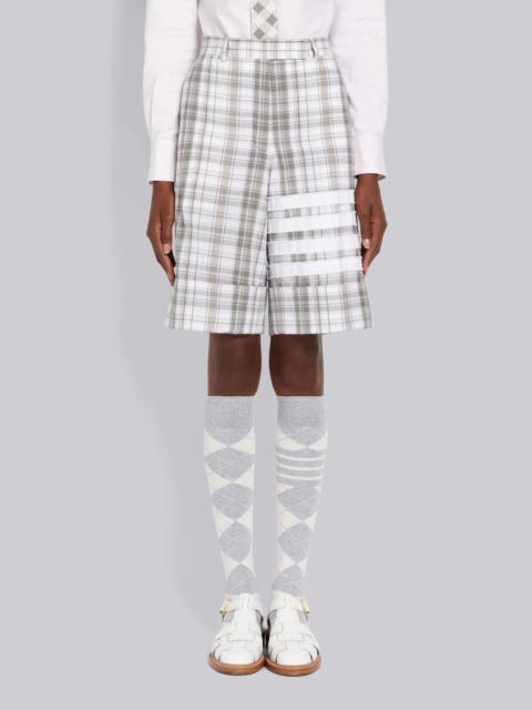 Thom Browne Medium Grey Stripe Plaid Oxford 4-Bar Sack Short