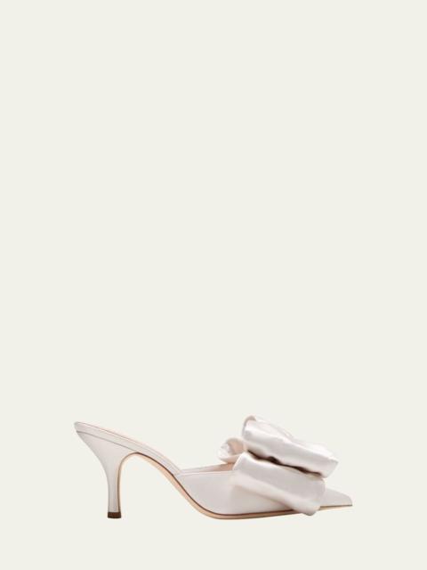 LOEFFLER RANDALL Margot Satin Bow Mule Pumps