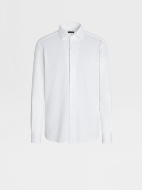 ZEGNA WHITE PURE COTTON JERSEY LONG-SLEEVE SHIRT