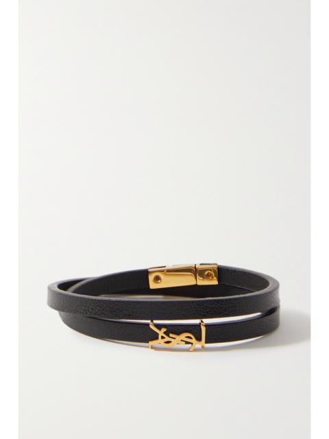 SAINT LAURENT Opyum Leather And Gold-tone Bracelet