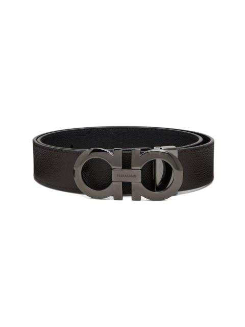Black Adjustable Gancini Reversible Belt