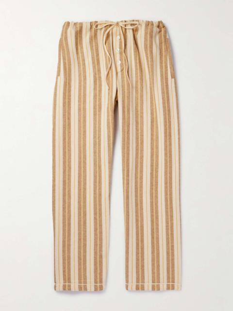 Straight-Leg Striped Cotton Trousers