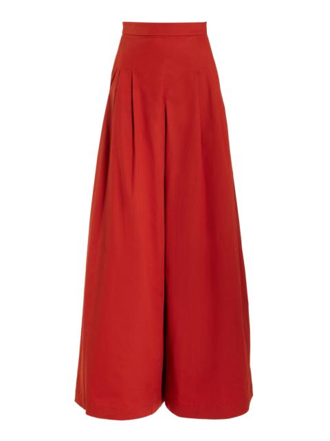 Stretch-Cotton Twill Wide-Leg Pants red