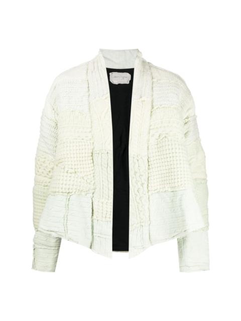 patchwork-knit wool jacket