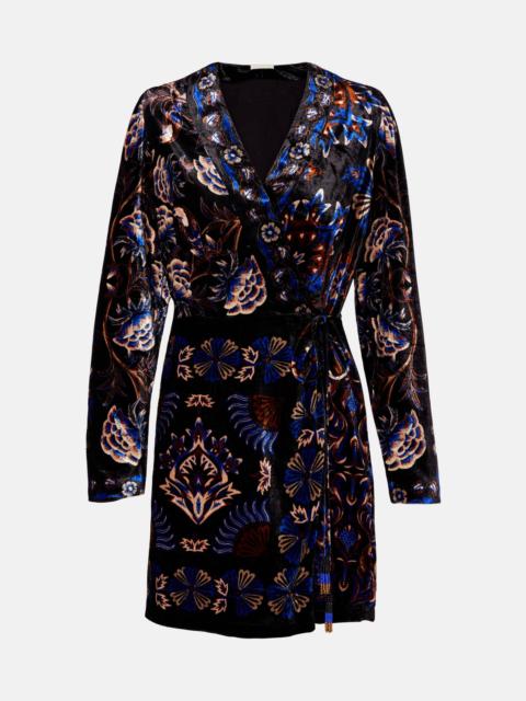 FARM RIO Arabesque Mix Scarves velvet wrap dress