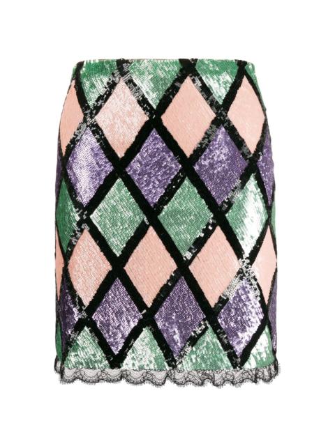 Blumarine argyle pattern sequin skirt