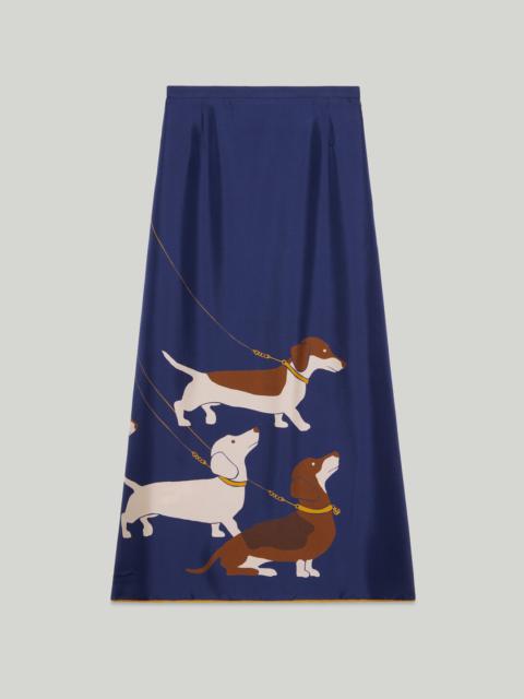 GUCCI Silk skirt with dog print