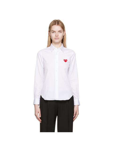 White & Red Heart Patch Shirt