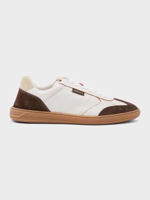 VERSACE JEANS COUTURE Men & apos;s Greca Court Nappa and Suede Sneakers