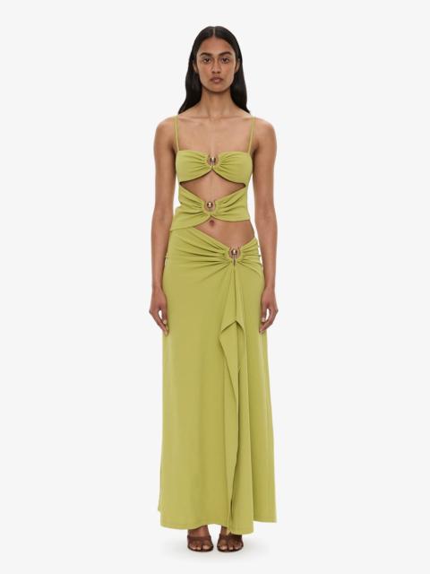 CHRISTOPHER ESBER Orbit Ruched Disconnect Cascade Dress