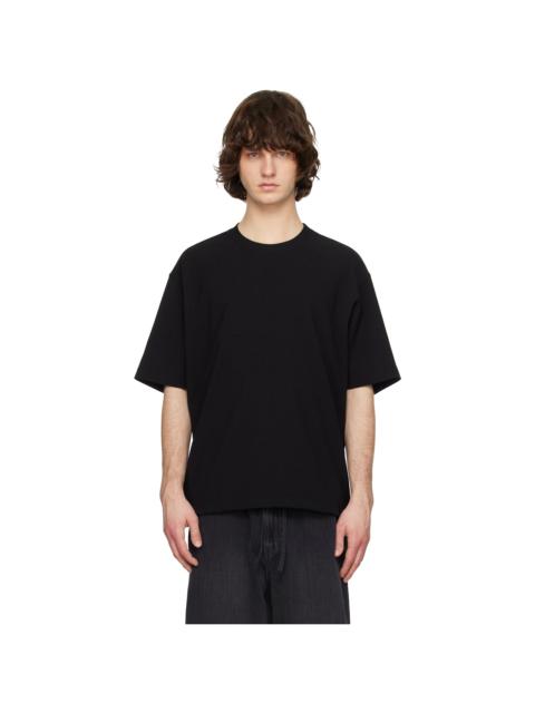 SOLID HOMME Black Crinkle Round Neck Short Sleeve T-shirt