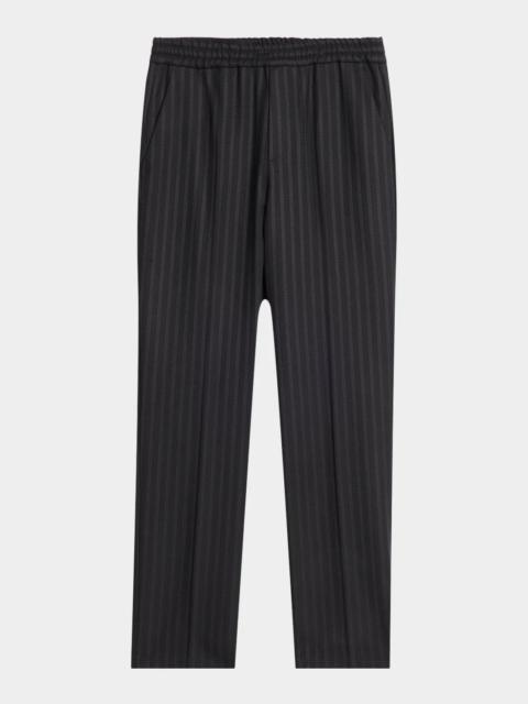 VERSACE Men's Greca Jacquard Wool Trousers