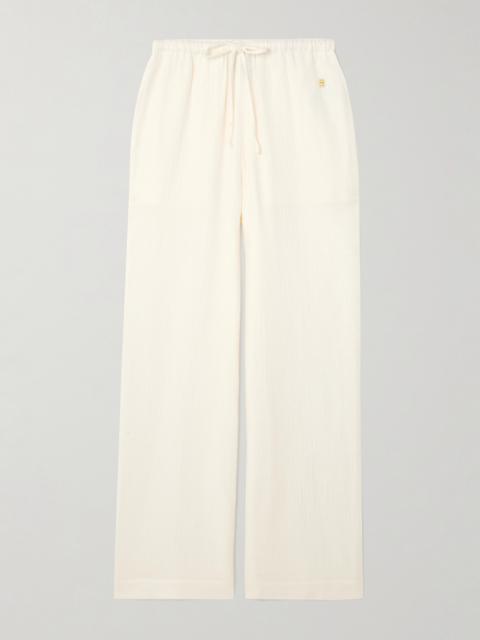 ÉTERNE Brody Embellished Cotton-gauze Straight-leg Pants