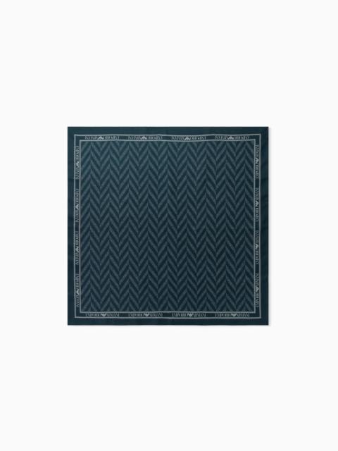 EMPORIO ARMANI PURE SILK TWILL SCARF WITH CHEVRON PRINT SIGNATURE CAPSULE