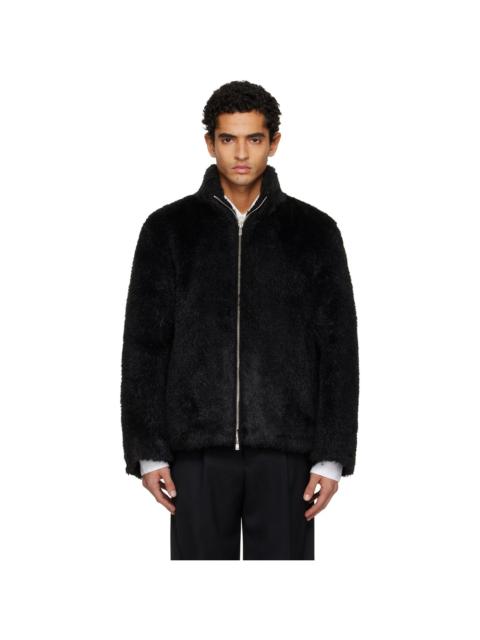 Tonywack Black Wool Shaggy Faux-Fur Zippered Jacket