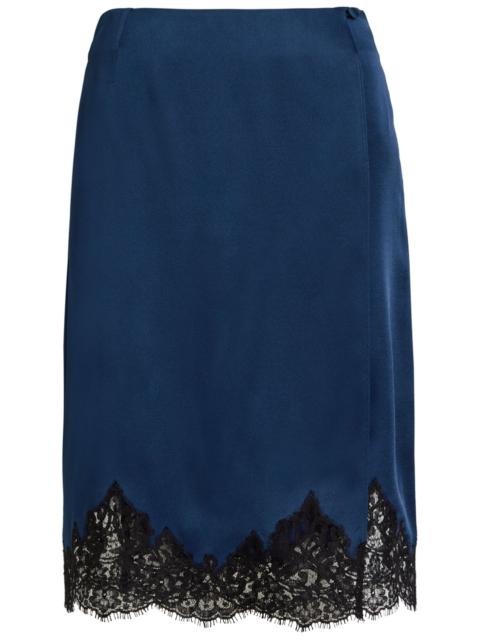 Stella McCartney Stella Mccartney Iconic Lace-trimmed Satin Knee-length Wrap Skirt