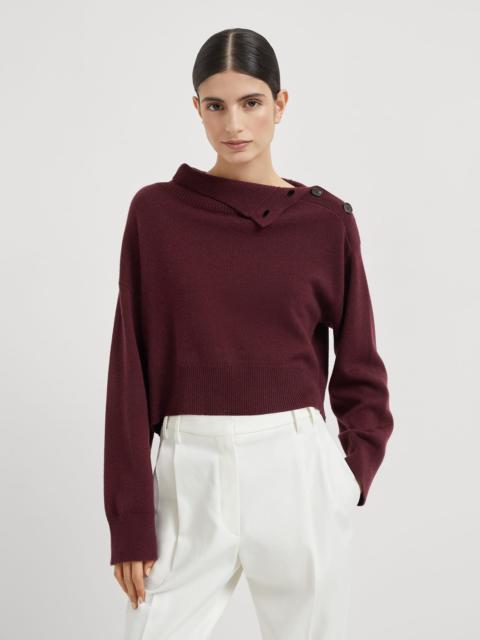 Brunello Cucinelli Cashmere cropped turtleneck sweater with shiny detail