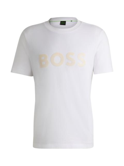 BOSS COTTON-JERSEY T-SHIRT WITH MIRROR-EFFECT LOGO PRINT