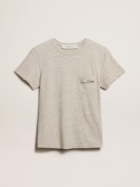 Golden Goose Women’s gray melange cotton T-shirt with embroidered lettering