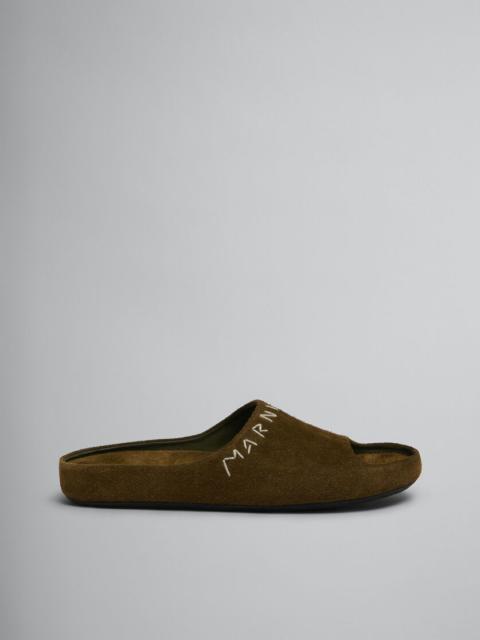Marni GREEN SUEDE FUSSLIDE SANDAL