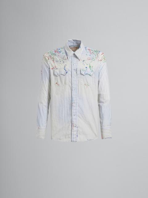 Marni LIGHT BLUE WESTERN SHIRT WITH EMBROIDERY
