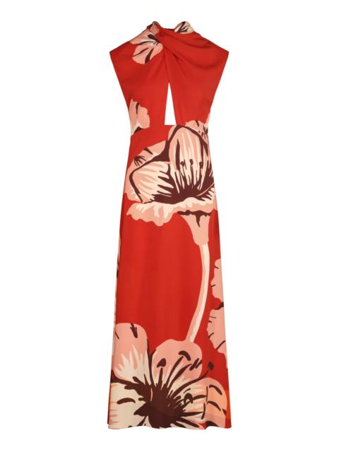 Johanna Ortiz Al Son De Las Astromelias Midi Dress red