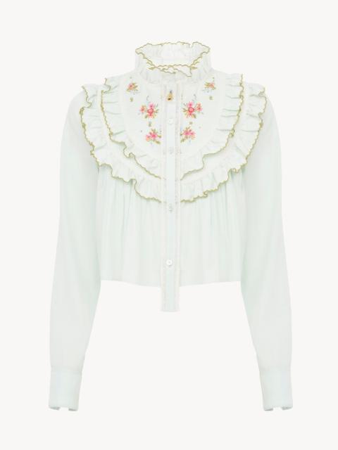 Chloé CROPPED RUFFLED BLOUSE IN SILK & COTTON POPLIN