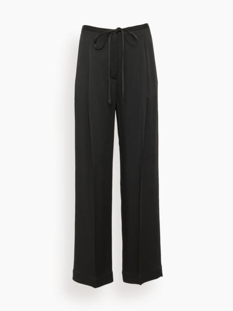RÓHE Relaxed Drawstring Satin Trousers in Black