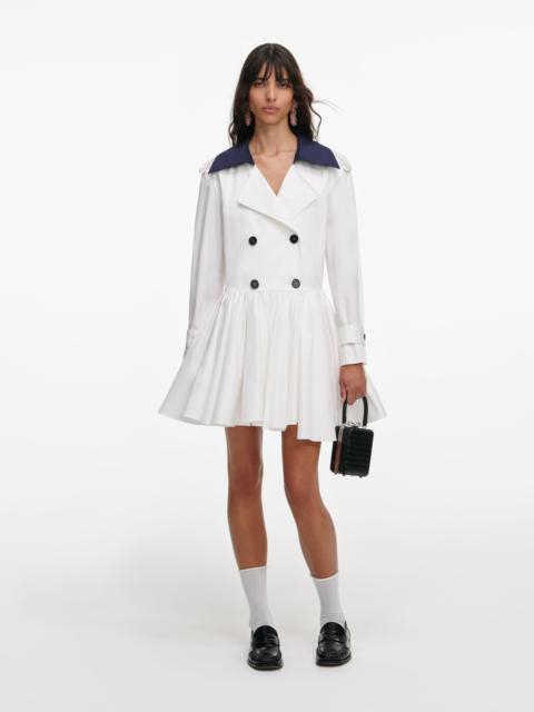 self-portrait White Cotton Double Breasted Mini Dress