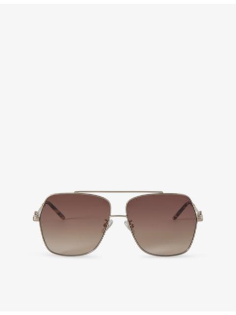 Mulberry Maeve Square Aviator-Frame Metal Sunglasses
