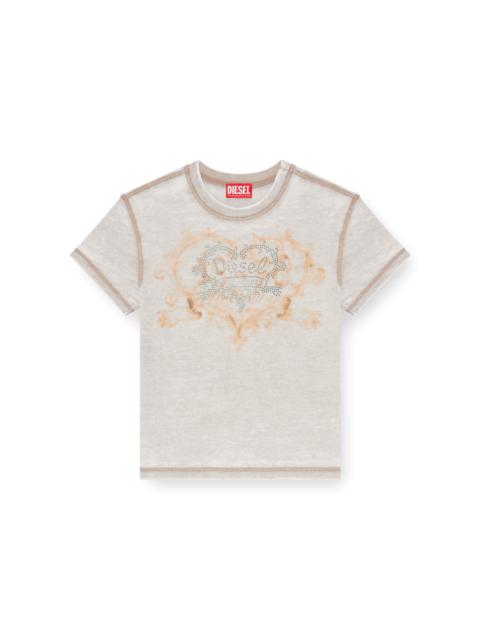 Diesel JERSEY T-SHIRT WITH RHINESTONES AND BURNOUT EFFECT