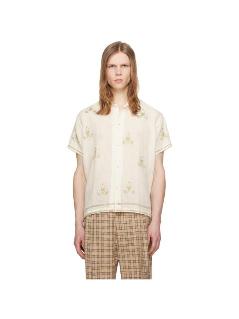 HARAGO Off-White Embroidered Shirt