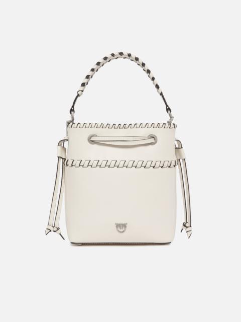 SMALL LEATHER BUCKET BAG WITH THREADS
