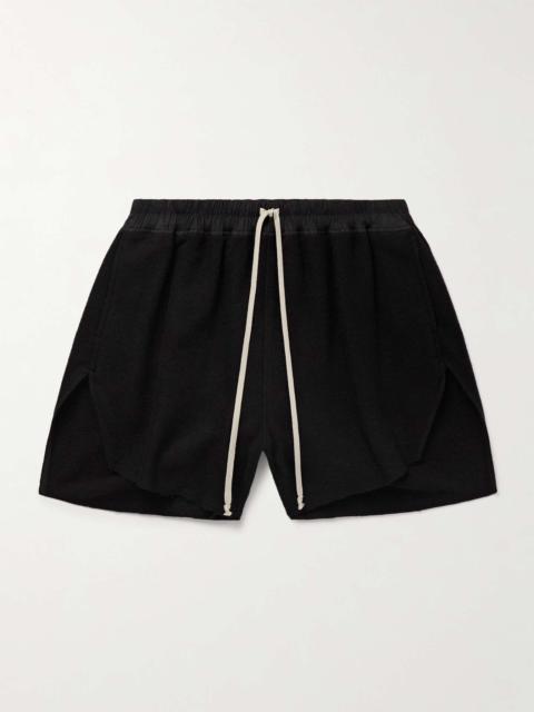 Rick Owens Wide-Leg Cotton-Blend Shell-Trimmed Wool-Felt Drawstring Shorts