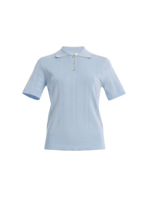 AMIYA Mina Cotton Pointelle Polo light blue