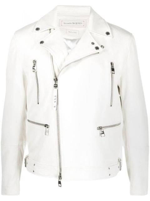 Alexander McQueen off-centre zip-fastening biker jacket